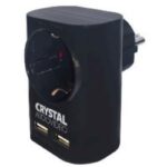 ΜΟΝΟΜΠΡΙΖΟ 1 ΘΕΣΗΣ + 2 USB 2,4A - ΜΑΥΡΟ, CRYSTAL AUDIO